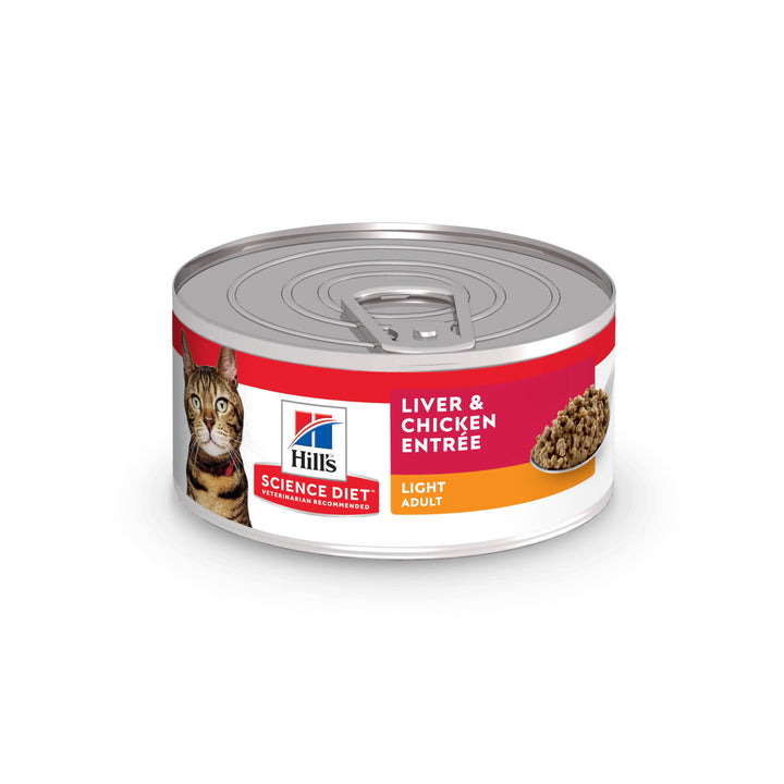 Hill&#39;s Science Diet Adult Light Liver &amp; Chicken Entree Canned Cat Food, 5.5 oz., Case of 24