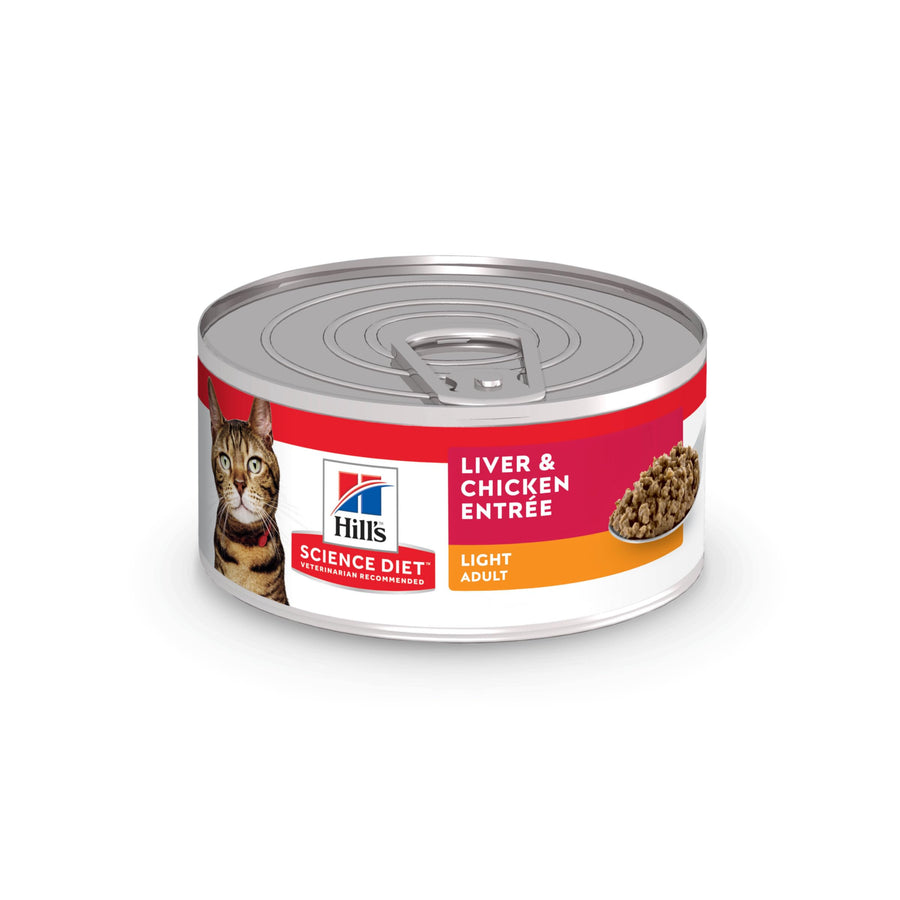 Science Diet Adult Light Liver & Chicken Entree Canned Cat Food, 5.5 oz., Case of 24