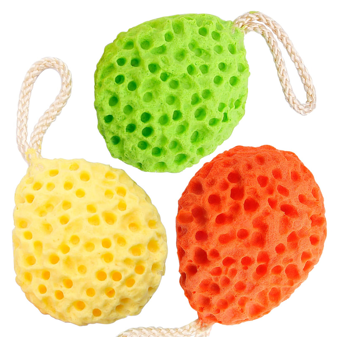 Bath Shower Sponge, 3 Pack Soft Loofah Pouf Sponge Scrubber Sponge for Exfoliate/Cleanse/Soothe Skin Body Sponge