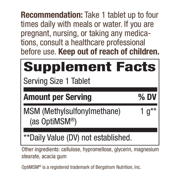 Nature&#39;s Way Premium Quality MSM 1000 mg Pure O