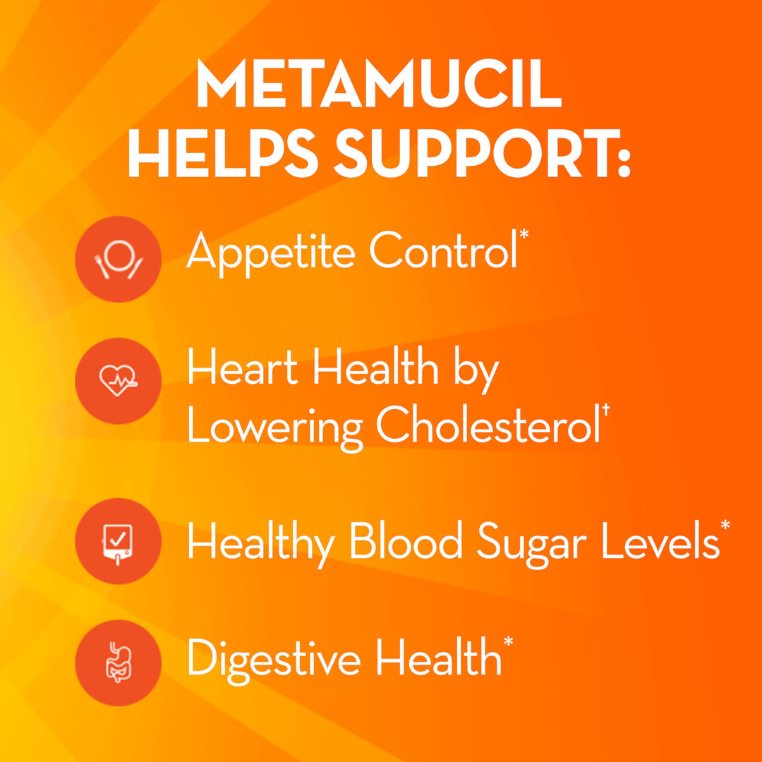 Metamucil Fiber, 4-in-1 Psyllium Fiber Supplement, Suga