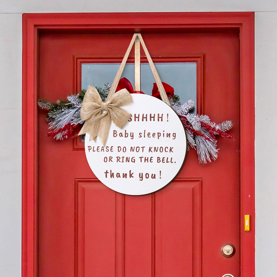 Yalikop Cute Bow Baby Sleeping Front Door Sign, Do Not 
