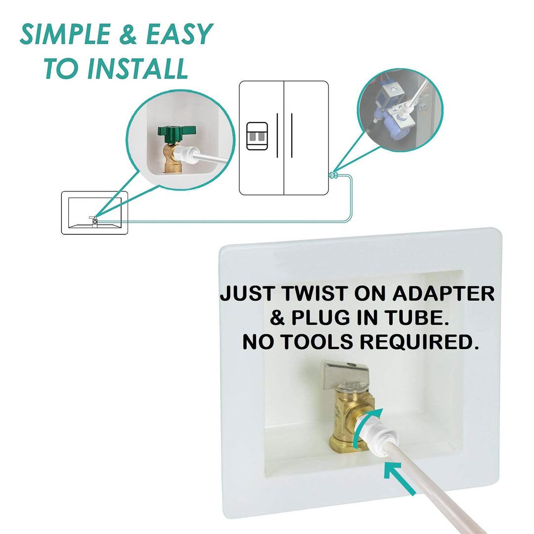 Metpure 6' Feet x 1/4 OD PEX Water Line for Refrigerator Ice Maker Kit with 1/4 Quick Connect Female Adapters. Connect from Shut-Off Valve to Refrigerator. Requires No Tools.