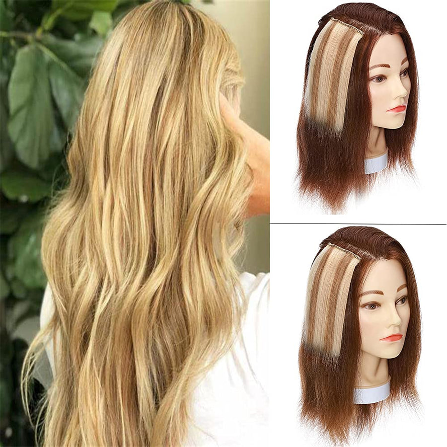 Clip in Remy Hair Piece Human Hair Invisible Hairpin Hairpiece for Women with Thinning Hair Bald Patch 12 inch Hair Cushion Straight Remy Hair for Adding Volume 1 piece Lightweight Dark Black #1