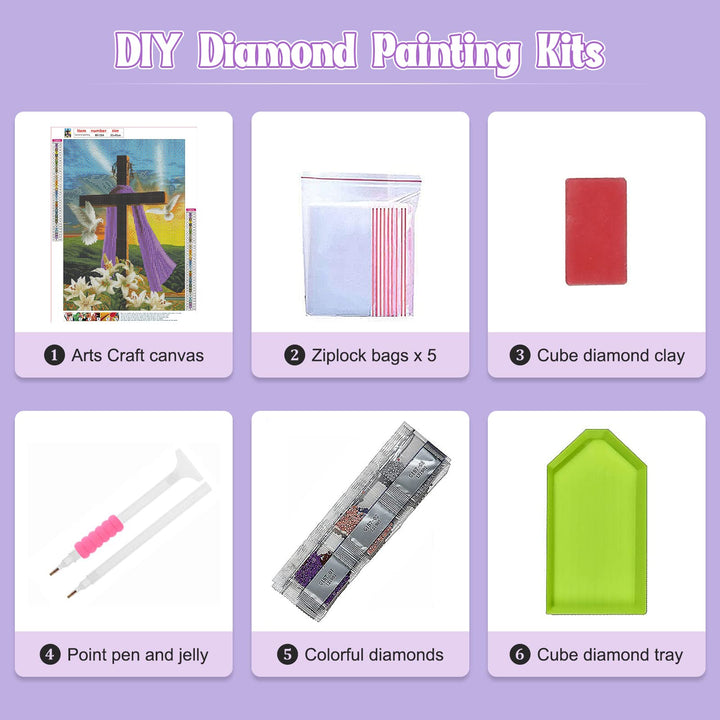 NAIMOER Religion Cross Diamond Art Kits for Adults Begi