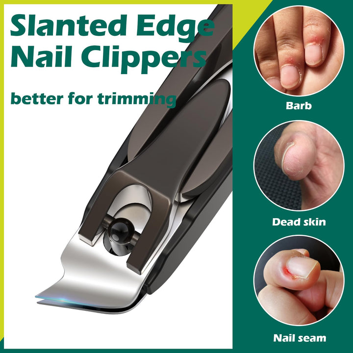 GLAMFIELDS Large Nail Clipper Set (8Pcs), Toe Nail Clip