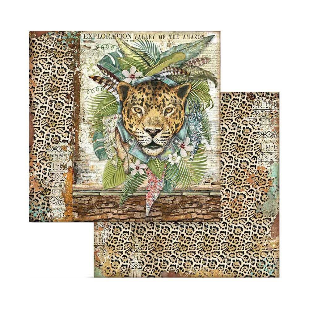 Mini Scrapbooking Pad-Double Sided Sheets-Amazonia, Paper, Wooden, 8 x 8 inches v
