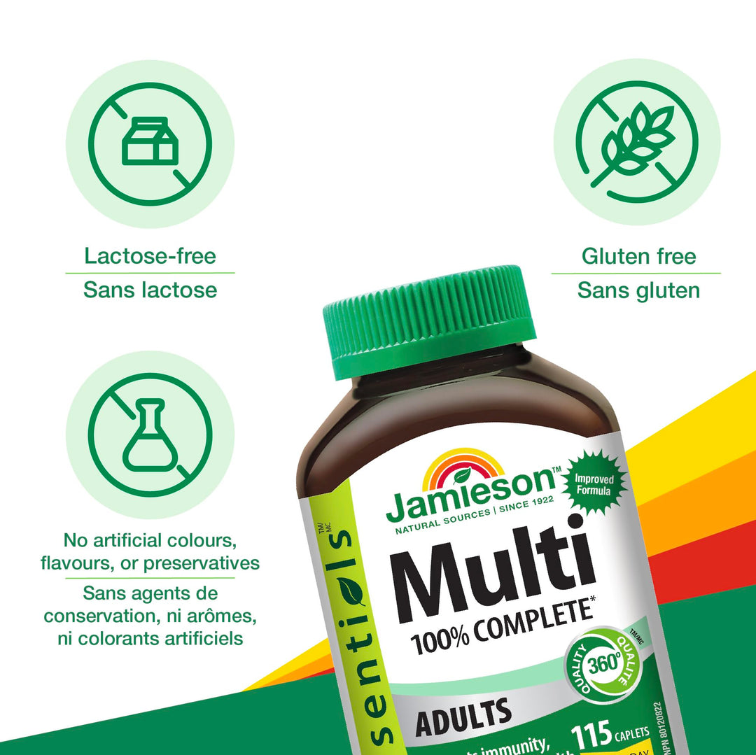 Jamieson 100% Complete Multivitamin for Adults, Supports Energy, Immunity &amp; Overall Health