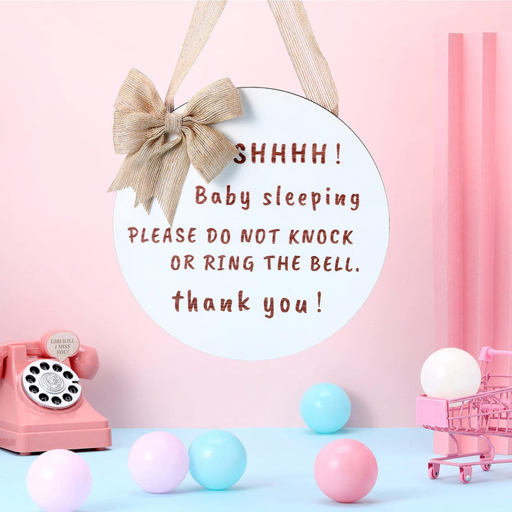 Yalikop Cute Bow Baby Sleeping Front Door Sign, Do Not 