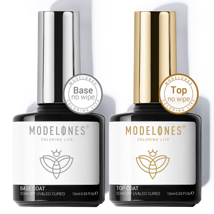 Gel Top Coat and Base Coat Set 2 Pcs Gel Nail Polish No Wipe Gel Base and Top Coat Clear Top Coat Nail Lamp Need Long Lasting Shiny 10 ml Gifts for Women