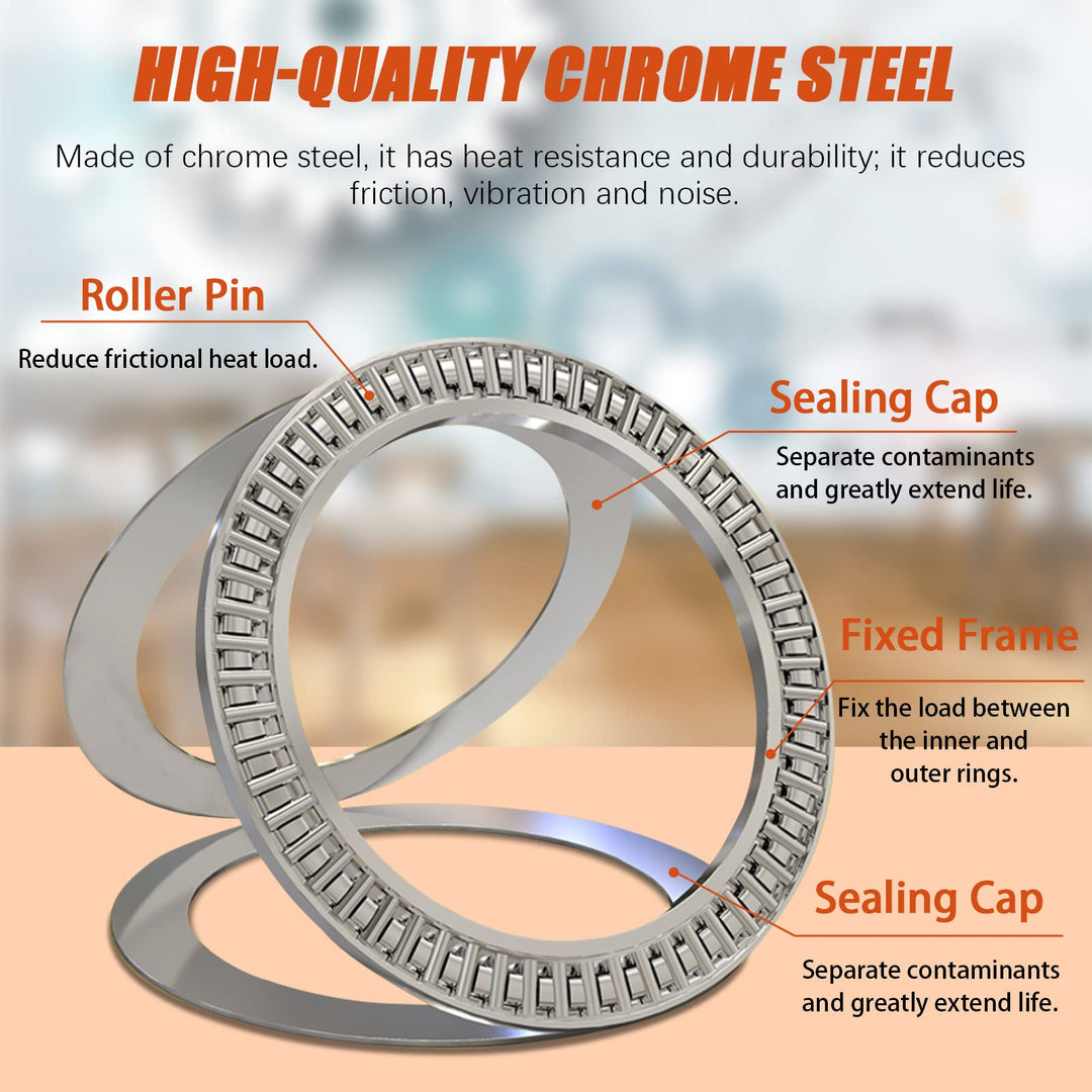 8pcs AXK2035 AXK2542 AXK3552 Thrust Needle Roller Bearings with Washers 20MM 25MM 35MM Bore 35MM 42MM 52MM OD 2MM Thick for Robots, Elevators, Rolling Mills