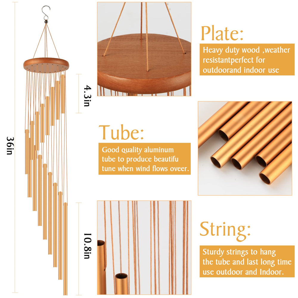 Sympathy Wind Chimes Outdoor, Large Chimes Garden Patio Decor, Memorial Wind Chimes with 18 Elegant Metal Tubes for Loss of Loved Ones Unique Gift for Friends Children Lovers Yard Home Balcony Porch
