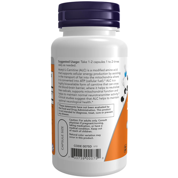 NOW Foods Supplements, Acetyl-L Carnitine 500 mg, Amino