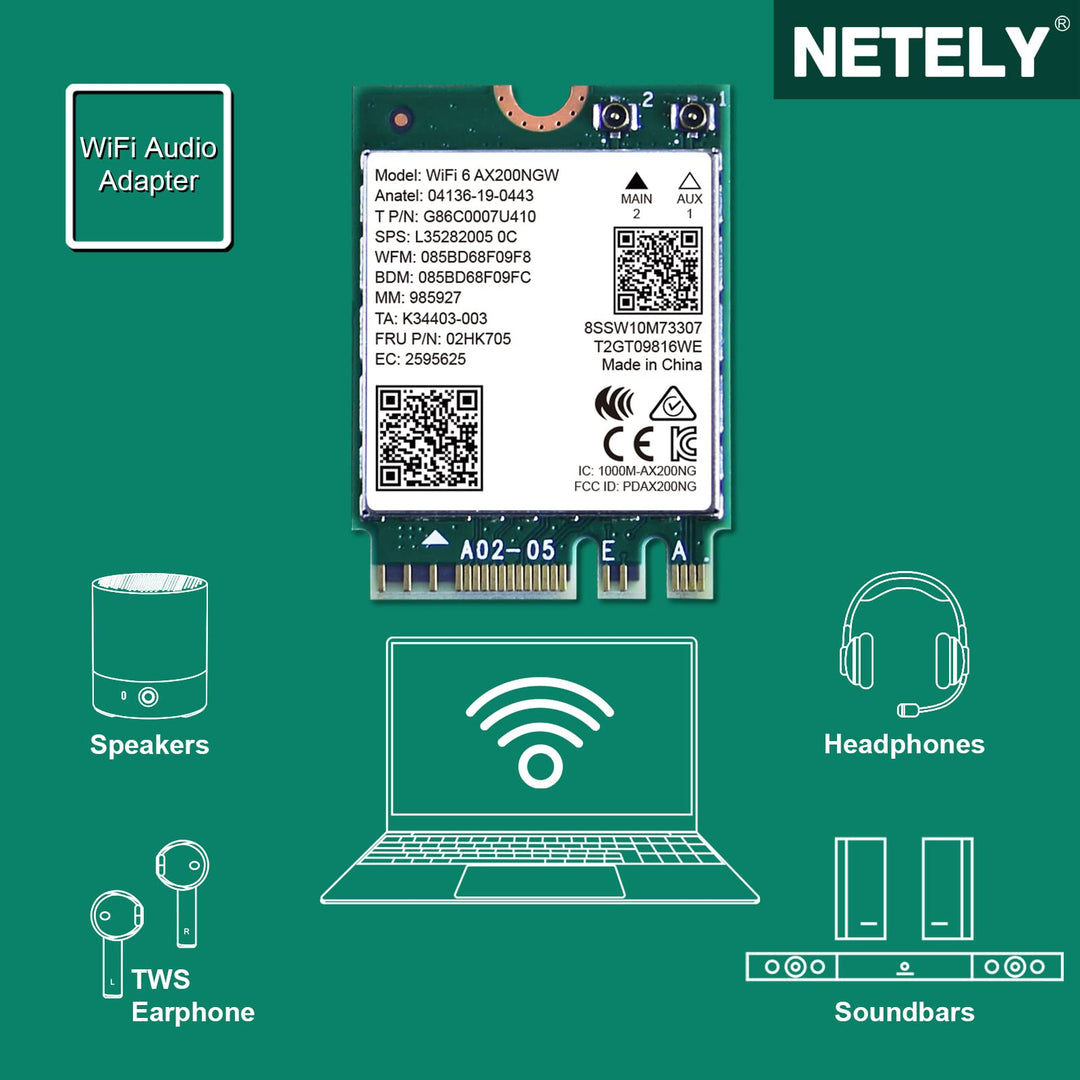 NETELY 802.11AX WiFi 6 AX200NGW MGFF M2 Interface WiFi 