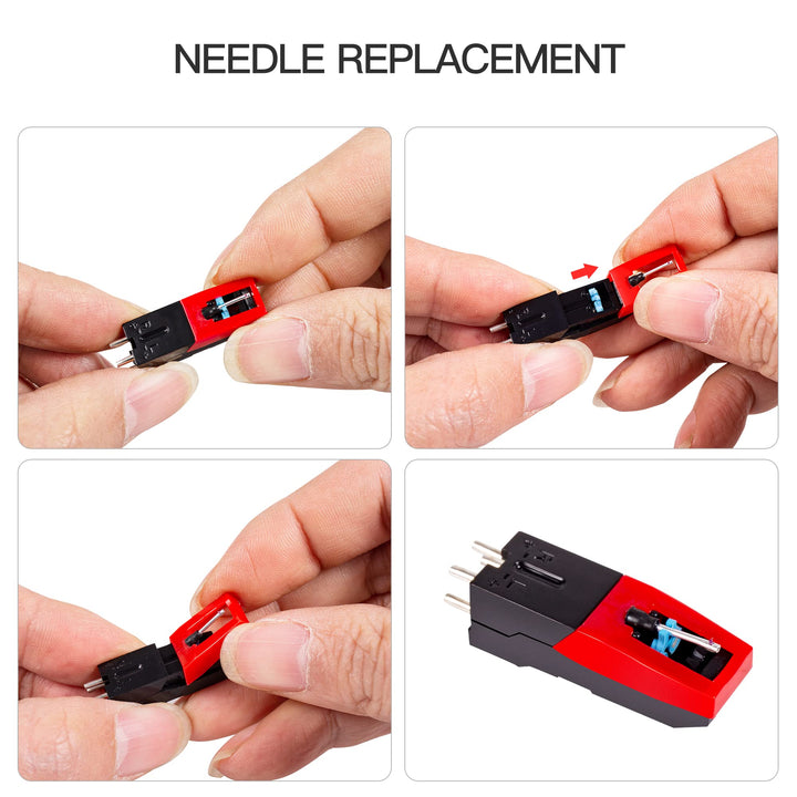 Record Player Needle, 4pcs Diamond Stylus Replacement for Suitcase Turntable, Phonograph, LP Vinyl Player