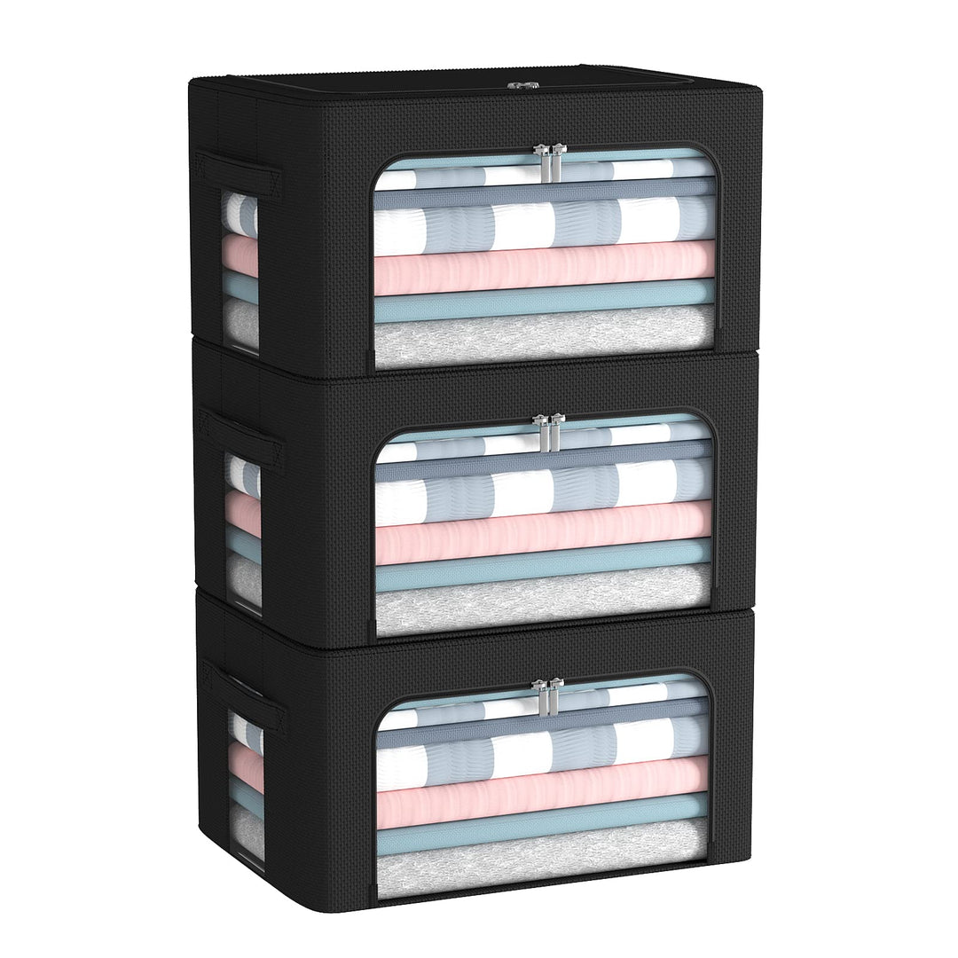3Pack Foldable Storage Bins - Frame Storage Box Linen F