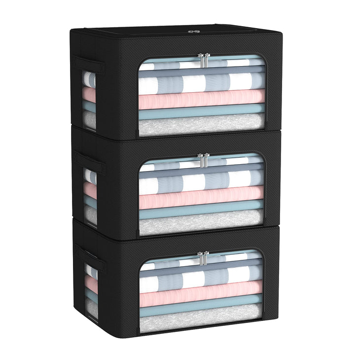 3Pack Foldable Storage Bins - Frame Storage Box Linen F