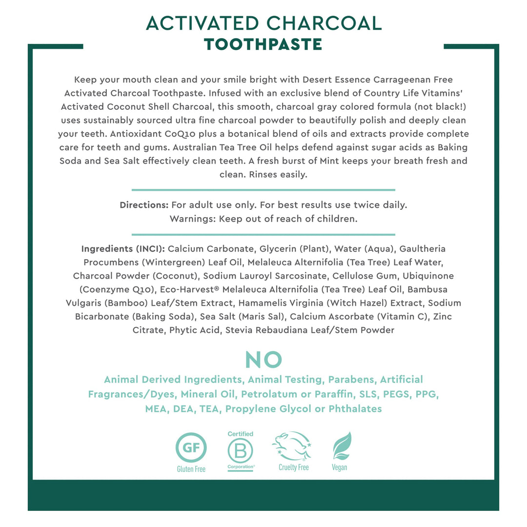 Desert Essence - Carrageenan Free Activated Charcoal To