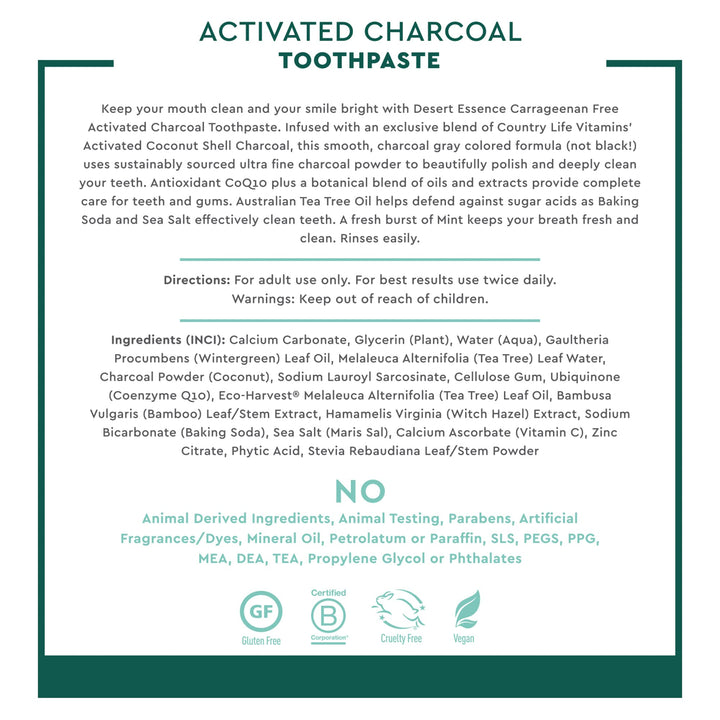 Desert Essence - Carrageenan Free Activated Charcoal To