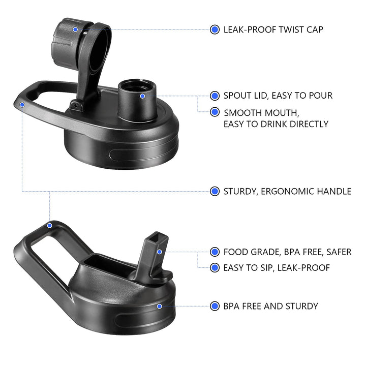 Half Gallon Insulated Water Bottle with Straw, 64 oz Stainless Steel Large Metal Water Bottle with Handle, Wide Mouth 1/2 Gallon Big Sports Water Bottle for Gym Workout Camping with Boot, Black