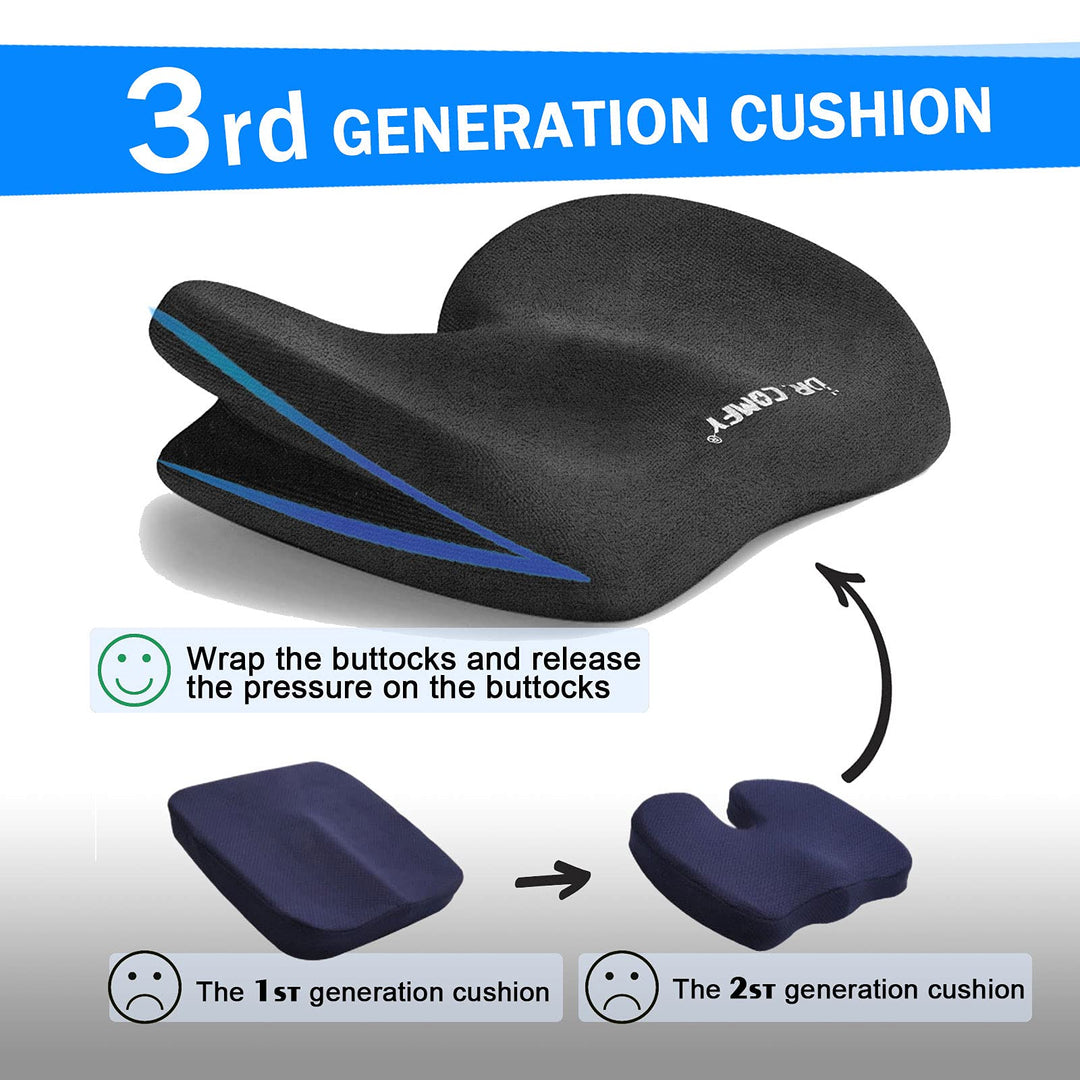 Seat Cushion for Office Chair Car Seat Cushion Memory Foam Seat Cushion to Relieve Hip and Tailbone Pain Suitable for Office Chair Gaming Seat and Car Seat