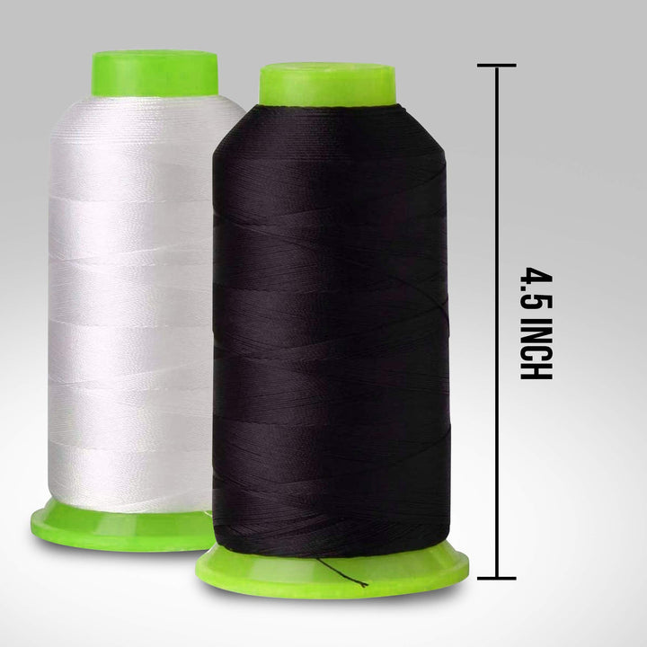 6-Pack of 6000 Yards (Each) White &amp; Black Serger Cone Thread All Purpose Sewing Thread Polyester Spools Overlock (Serger,Over Lock, Merrow, Single Needle)