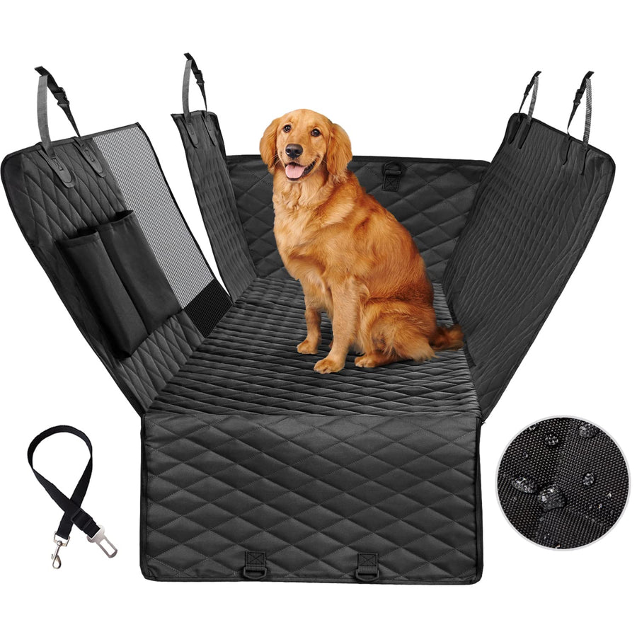 Dog Seat Cover for Back Seat, 100% Waterproof with Mesh Window, Scratch Prevent Anti-slip Dog Car Hammock, Standard