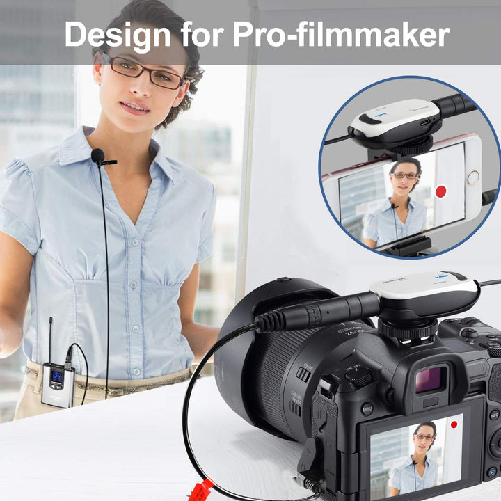 Wireless Headset Lavalier Microphone System Wireless Lapel Mic Best for iPhone, DSLR Camera, PA Speaker, YouTube, Podcast, Video Recording, Conference, Vlogging, Church, Interview, Teaching