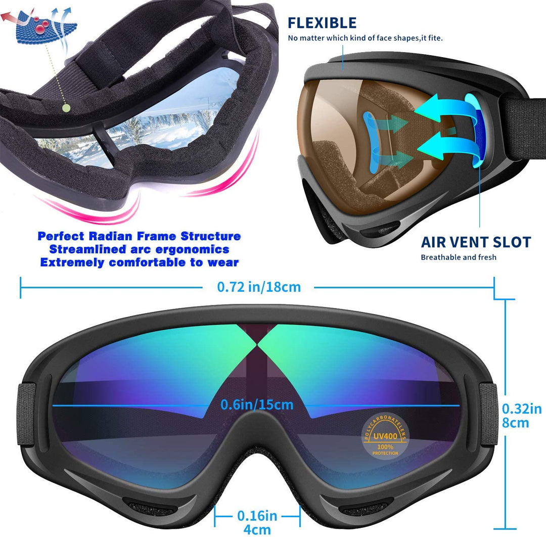 First Choose Anti-Glare Lenses, Ski Goggles, Winter Spo