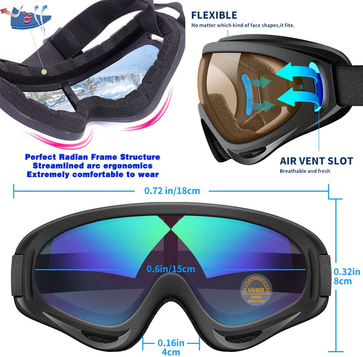First Choose Anti-Glare Lenses, Ski Goggles, Winter Spo