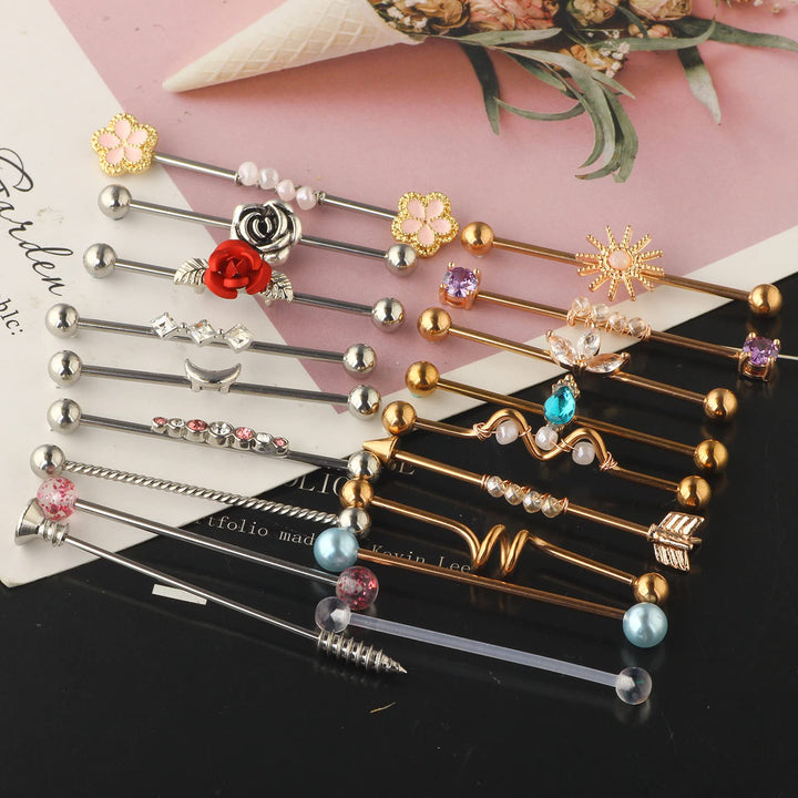 18pcs 14G Surgical Steel Rose Gold Industrial Piercings Barbell for Women Men Cartilage Industrial Earring Conch Industrial Bar Jewelry 1 1/2 Inch 38mm