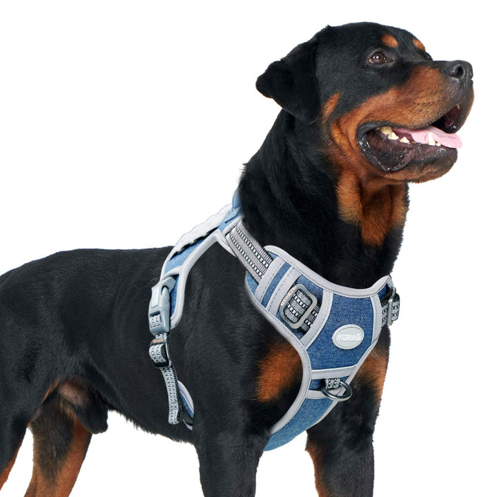 AUROTH Tactical Dog Harness for Small Medium Large Dogs No Pull Adjustable Pet Harness Reflective K9 Working Training Easy Control Pet Vest Military Service Dog Harnesses (L, Denim Blue)
