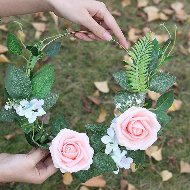 Artificial Flowers, 25Pcs Dainty Rose Artificial Wedding Fake Flowers Combo with Stem/Leaves for DIY Wedding Bouquets Centerpieces Floral Home Party Decorations (White, 25 Pcs)
