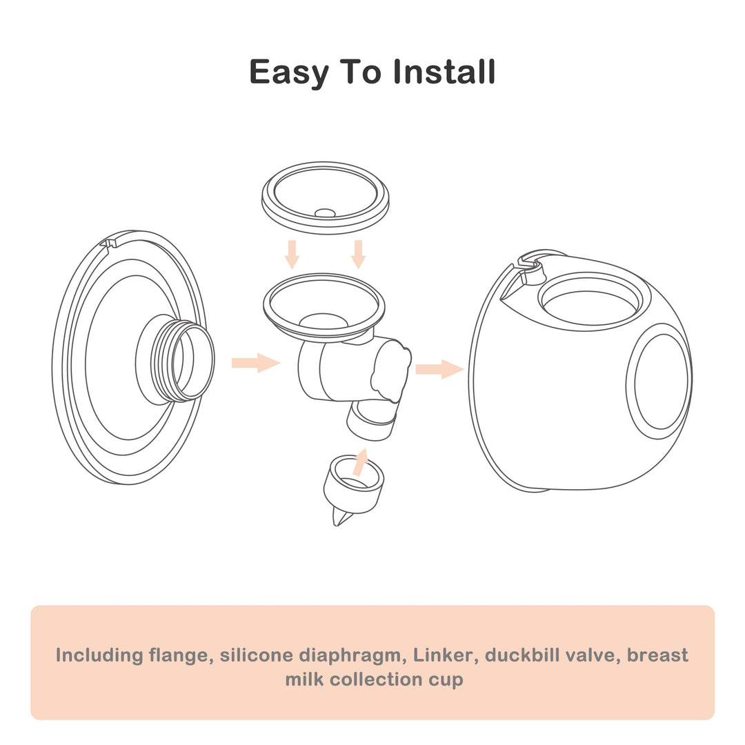 Wearable Breast Pump Replace Parts 2Pcs Duckbill Valves &amp; 2Pcs Silicone Diaphragm
