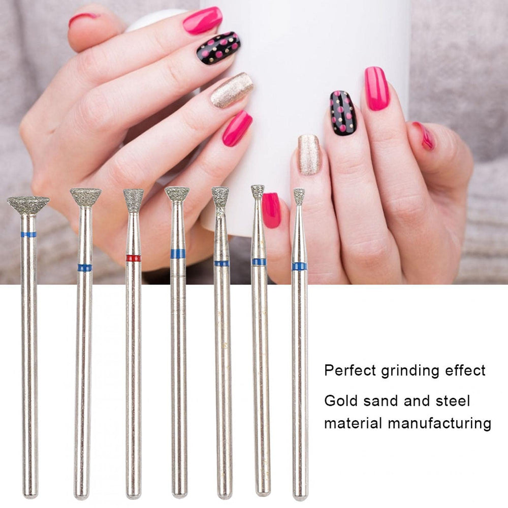 Ceramic Nail Drill Bits Set 7pcs 3/32 inch Diamond Carbide Nail Drill Bit for Remove Acrylic Gel Nails Cuticle Manicure Pedicure Electric Manicure Grinding Head Tool[03]