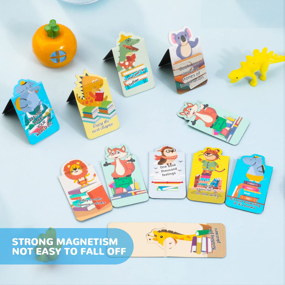 24 Pieces Magnetic Bookmarks, Animal Magnetic Bookmarks Kit, Magnetic Bookmarks for Children, School, Students, Office Reading Supplies (12 Styles, 5.5 x 3 cm)