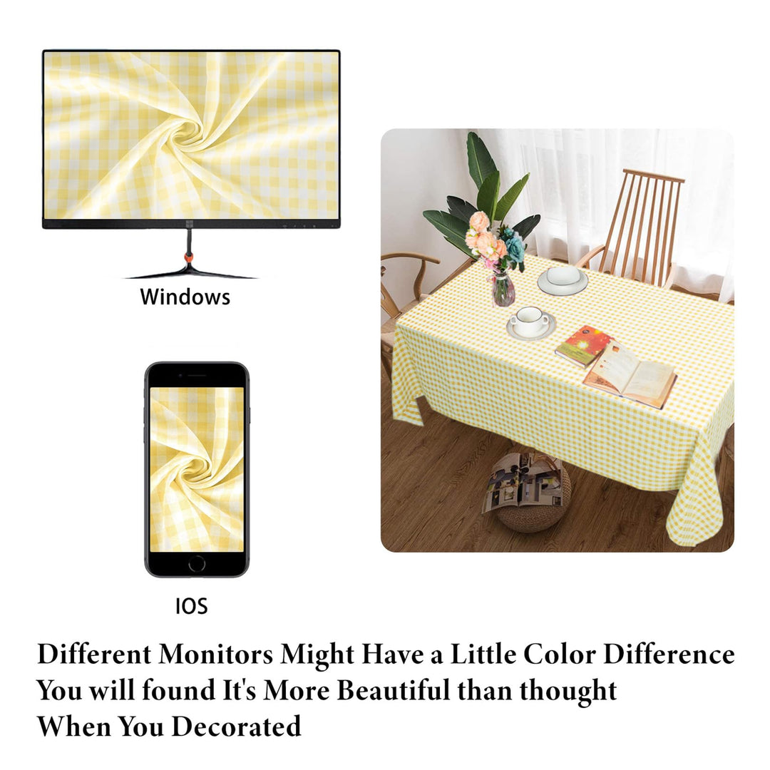 DUOBAO Yellow and White Checked Tablecloth 54 x 84 Inch