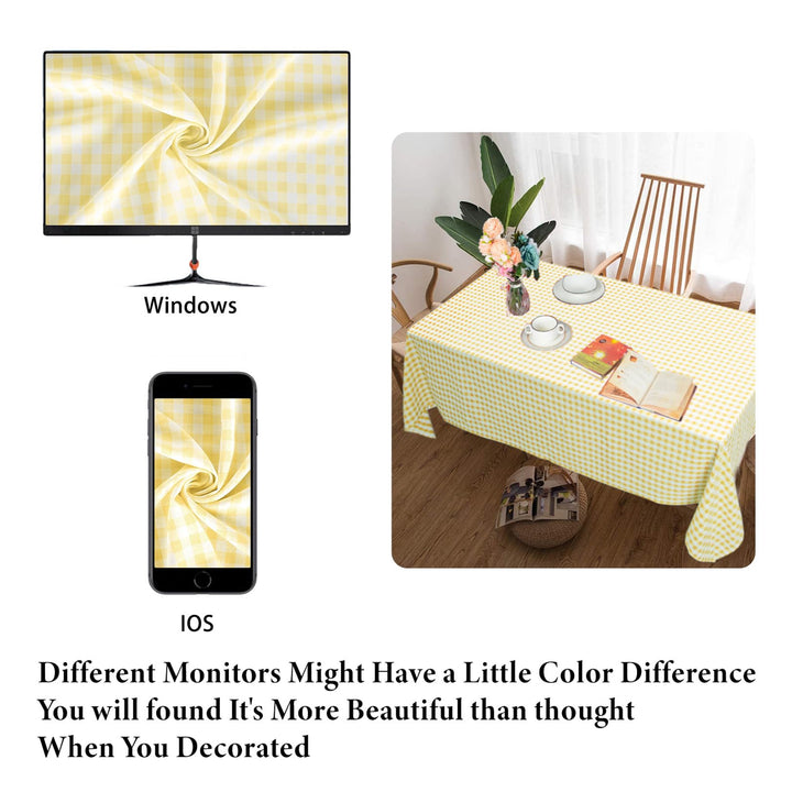 DUOBAO Yellow and White Checked Tablecloth 54 x 84 Inch