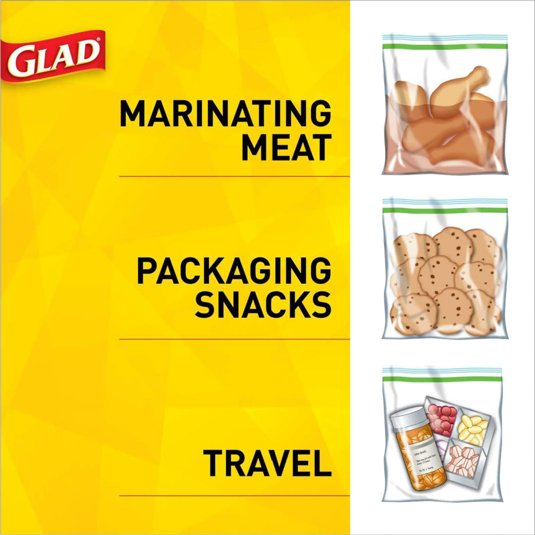 Glad Zipper Food Storage Plastic Bags - Sandwich - 100 