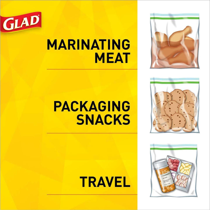 Glad Zipper Food Storage Plastic Bags - Sandwich - 100 