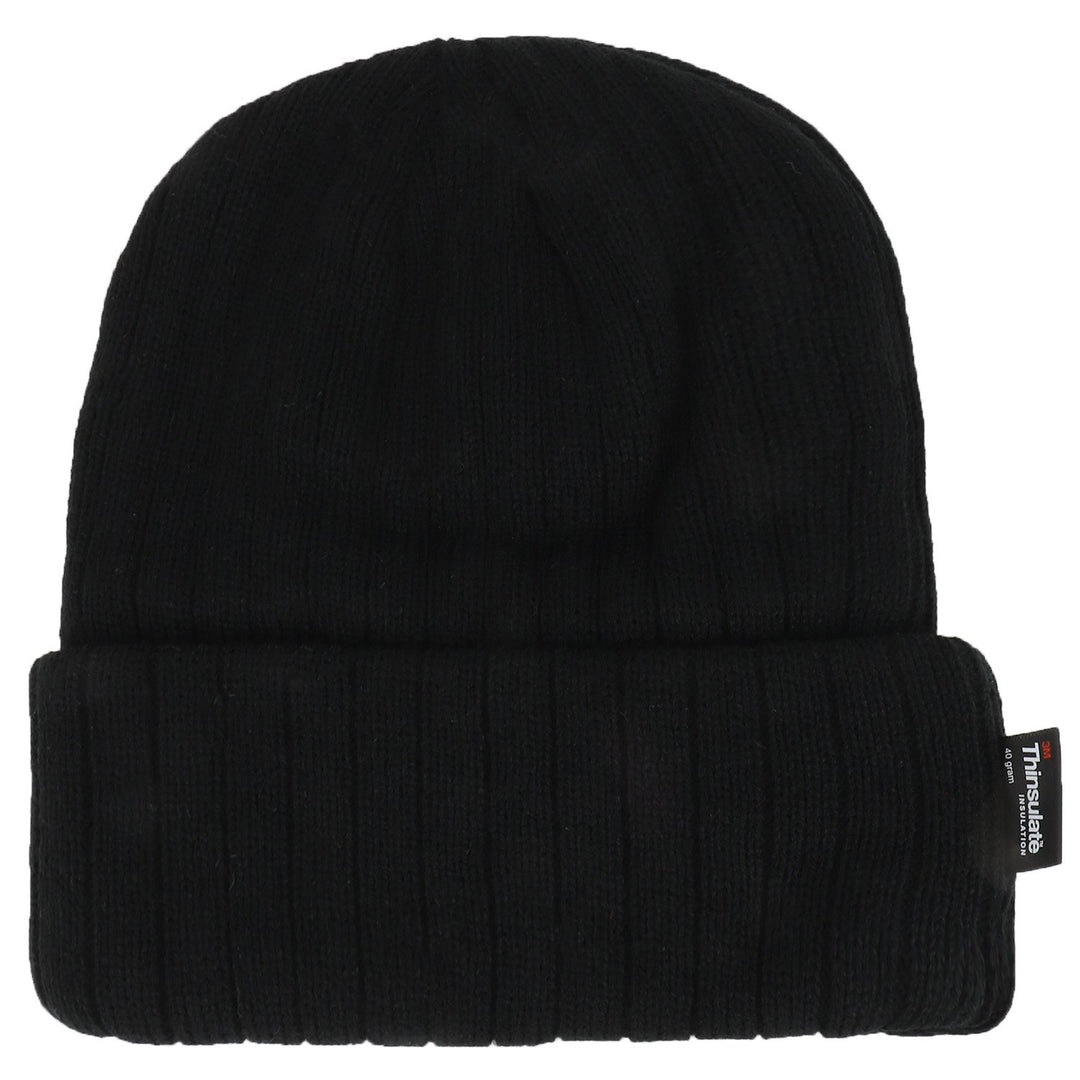 3M Thinsulate Insulation Fleece Lined Long Cuff Ribbed Beanie - Brown
