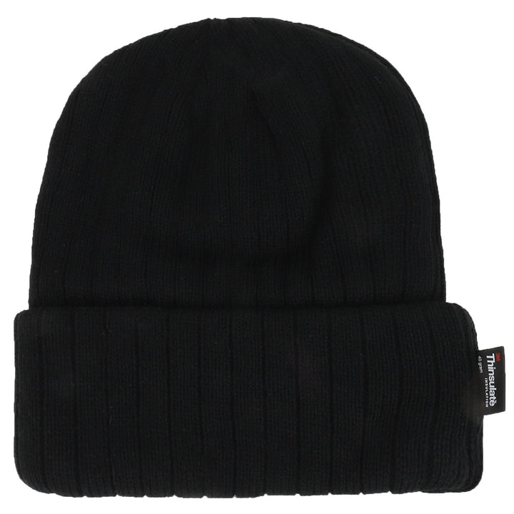 3M Thinsulate Insulation Fleece Lined Long Cuff Ribbed Beanie - Brown