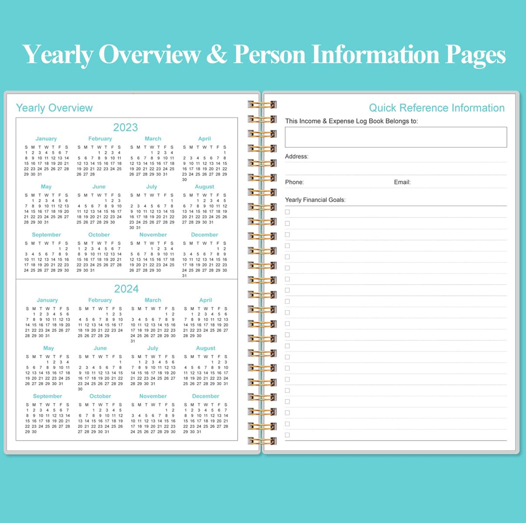 Income &amp; Expense Log Book - Income and Expense Ledger Book for Small Business, 60 Sheets(120 Pages) Accounting Bookkeeping Tracking Ledger Log Book for Woman and Man, 5.8 x 8.5,Teal