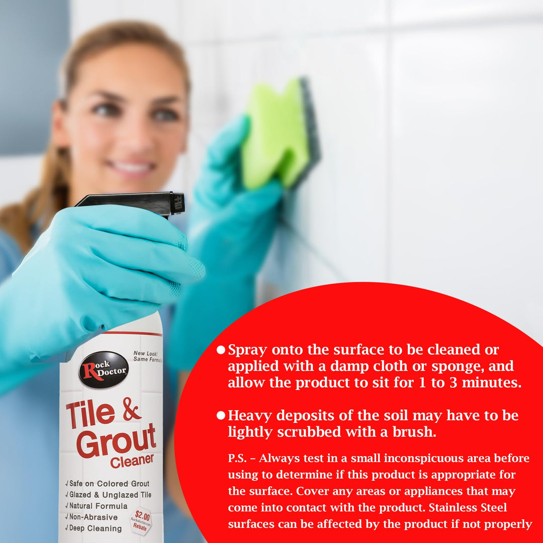 Natural Tile and Grout Cleaner, Remove Stains Dirt, Oil, and Soap Scum, Heavy Duty Non-Abrasive Tile Cleaner, Natural Formula, 1 Pack