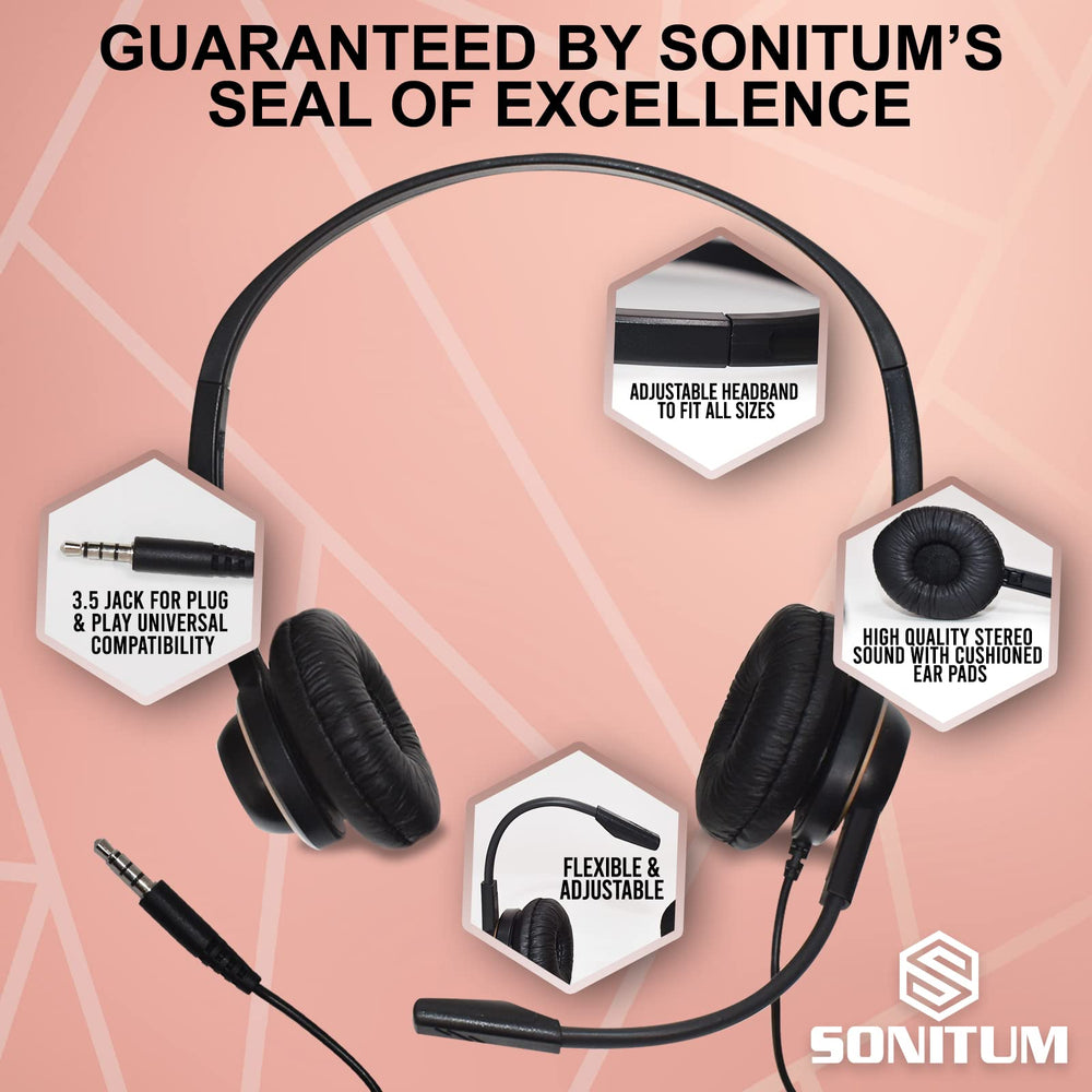 Sonitum Headset with Microphone - Noise Canceling Compu