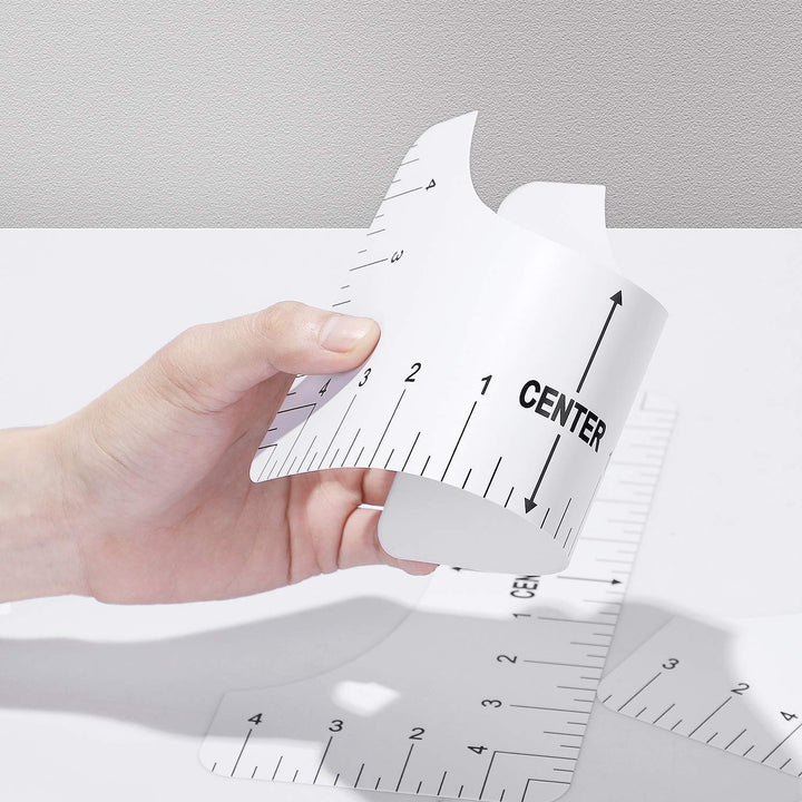 8 Pack T Shirt Alignment Ruler with 1 Piece Measuring Ruler, Craft Ruler with Guide Tool for Making Fashion Center Design, Adult Youth Toddler Infant