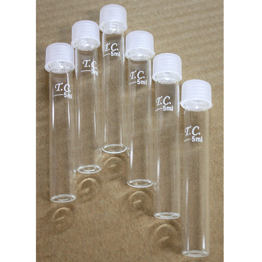 Glass Test Tubes with Leak-Proof Screw Caps and 5 ml Mark, 6 pcs, for Aquarium Water Checks (85mm)