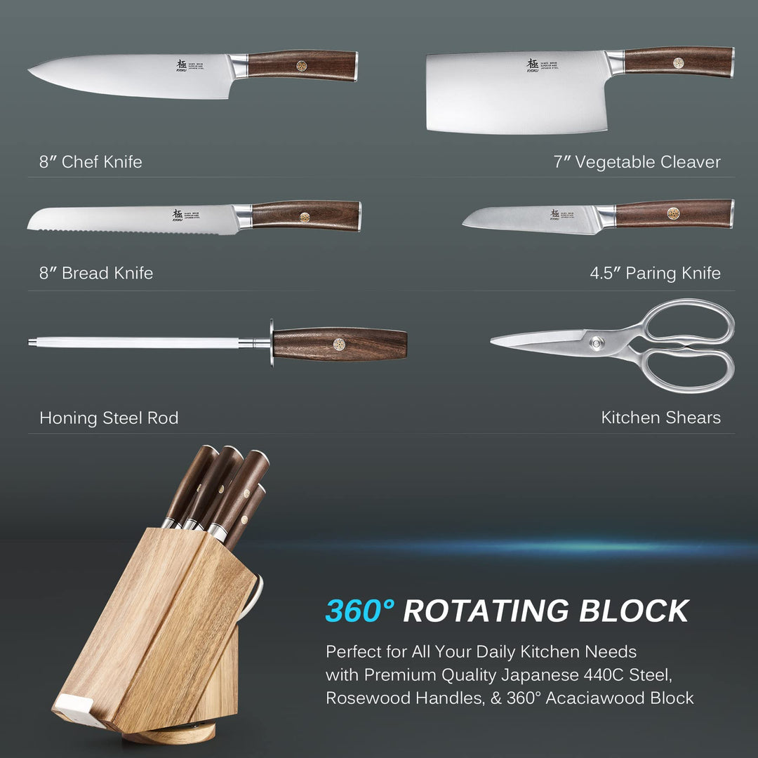 5 Inch Utility Knife - Daimyo Series - Multipurpose Chef Knife with Ergonomic Rosewood Handle, &amp; Mosaic Pin - Japanese 440C Stainless Steel Kitchen Knife with Sheath &amp; Case