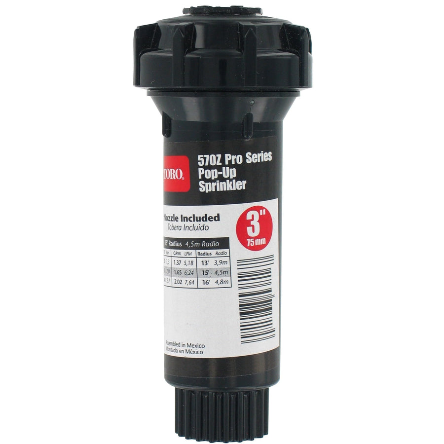 53817 3-Inch Pop-Up Fixed-Spray with Nozzle Sprinkler, 360-Degree, 15-Feet , Black