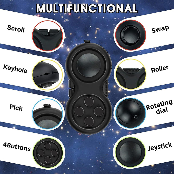 Original Fidget Toy Game, Rubberized Classical Controller Fidget Concentration Toy with 8-Fidget Functions and Lanyard - Excellent for Relieving Stress and Anxiety